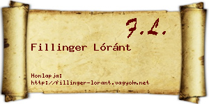Fillinger Lóránt névjegykártya